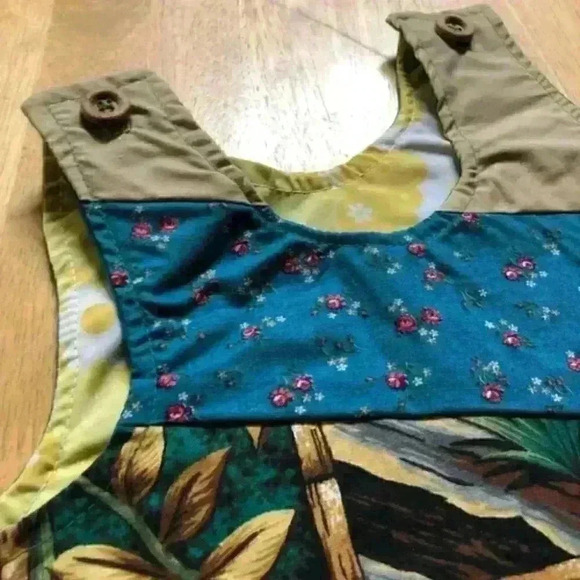 Zoo safari patchwork inspired dress 2-3 teal - Picture 7 of 7